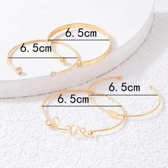 4pcs Letter & Heart Decor Bracelets For Women Jewelry Fashion Accessorie… - Picture 3 of 3